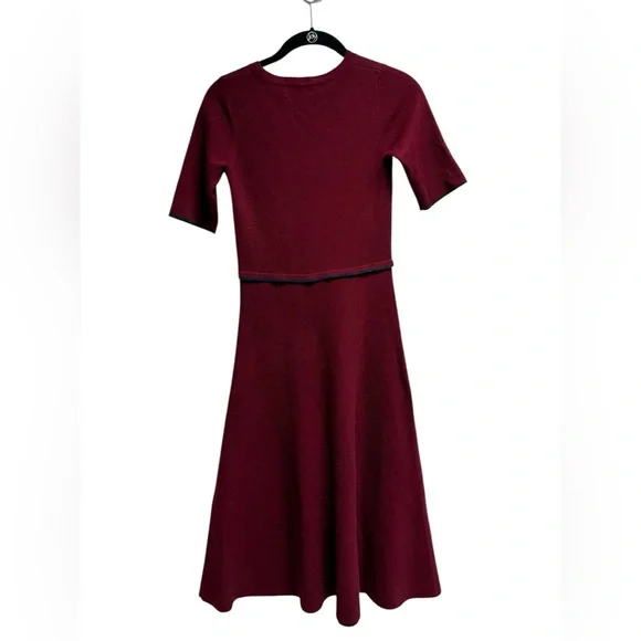 HOBBS LONDON Women’s Burgandy Three Quarter Sleeve Louise Dress - Size 2 - Picture 2 of 8